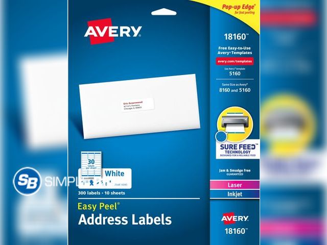 Lot 58-75990 - Lot of (2) New Avery Address Labels, 1" x 2-5/8", Paper, Matte White, Laser/Inkjet, Sure Feed, 300 L...