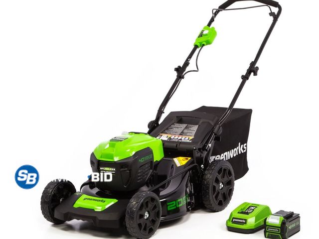 Lot 58-37088 - Greenworks 40V 20" Brushless Push Lawn Mower with 4.0 Ah Battery &amp; Quick Charger 2516302VT - lig...