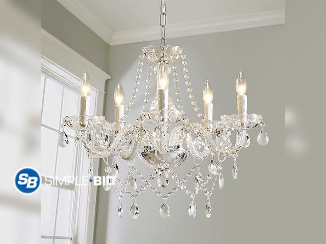 Lot 58-28573 - Saint Mossi 5 Light Modern Contemporary Elegant K9 Crystal Glass Chandelier Pendant Ceiling Lighting...