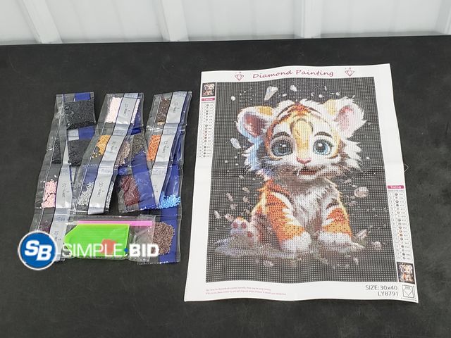 Lot 58-40586 - New Bimkole 5D diamond art kits for adults tiger diamond painting animals, Full dril diy rhinestone ...