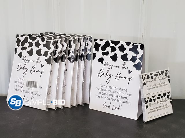 Lot 58-70335 - Lot of (8) New Baby Shower Shower Game - Measure the BABY BUMP - Cow Print -- Super Cute -- Wrap the...