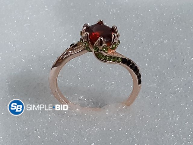Lot 58-17874 - Faux Ruby Two Tone Ring - Size 10
