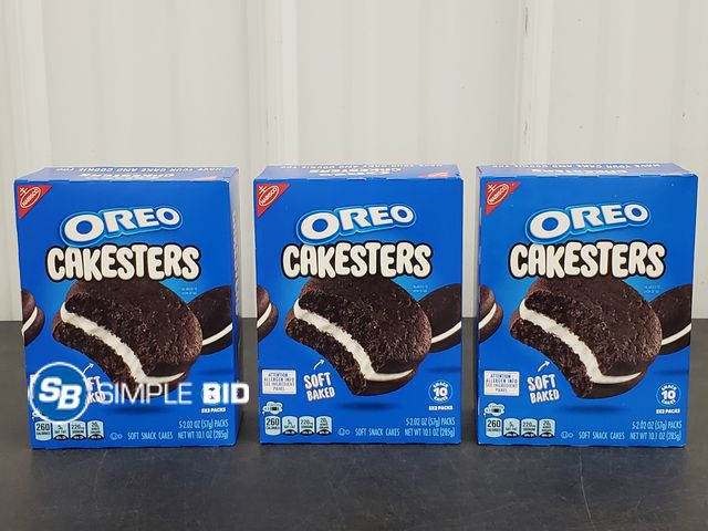 Lot 58-63573 - Lot of (3)  OREO Cakesters Soft Snack Cakes, 5 - 2.02 oz Snack Packs - unopened boxes - expired