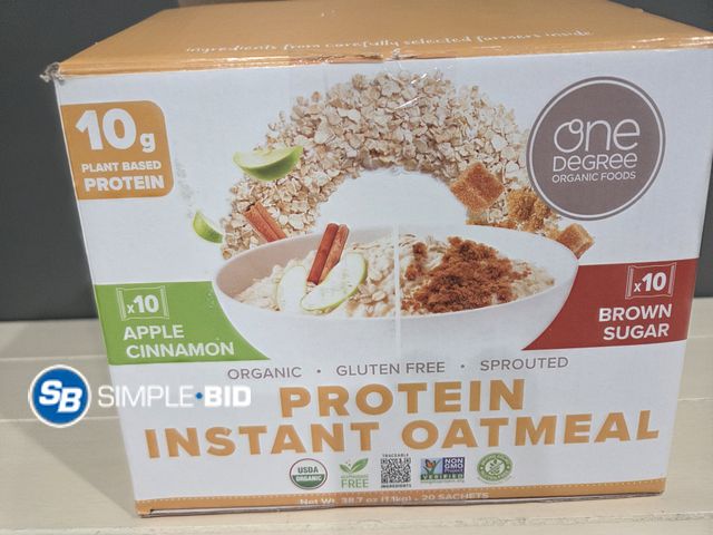 Lot 58-60892 - Protein instant Oatmeal - apple Cinnamon - Brown Sugar - 20 sachets - unopened - best by 8/26