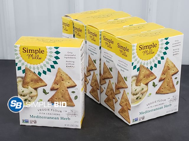 Lot 58-83548 - Lot of (6) Simple Mills Veggie Flour PIta Crackers - unopened - expired