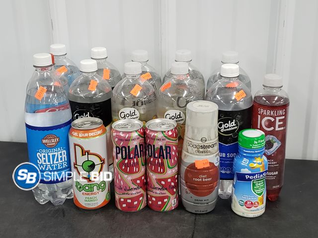 Lot 58-67966 - DRINKS! Lot of Various Drinks, including Water, Energy Drinks, Sparkling Water, and much more - unop...