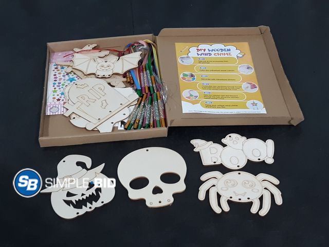 Lot 58-34508 - Halloween Wind Chimes Craft - Color the Wooden Pieces and Make the Wind Chime!