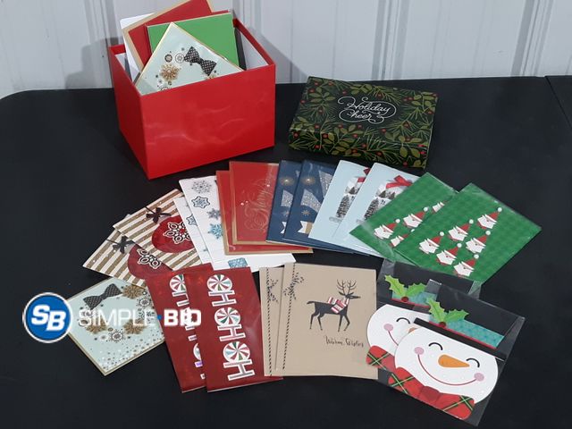 Lot 58-22072 - New Holiday Cheer Box full of CHRISTMAS cards and envelops - variety of styles - unused