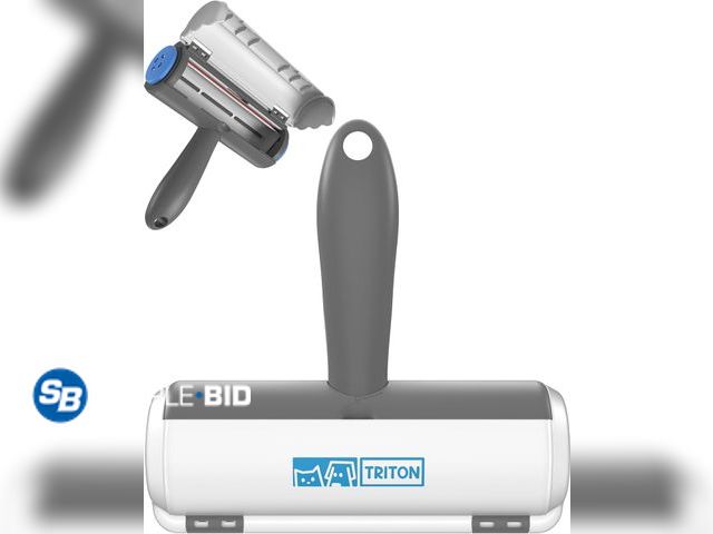 Lot 58-77721 - New Triton Pet Hair Removal Tool w/Fur Trapping Compartment, Gray/White | 60% Smaller Storage Size, ...