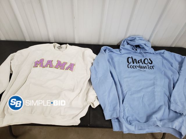 Lot 58-54509 - Lot of (2) Women's Sweatshirts (1) MAMA Crew sweater - SIZE 3XL (1) Hooded sweatshirt - CHAOS Coordi...
