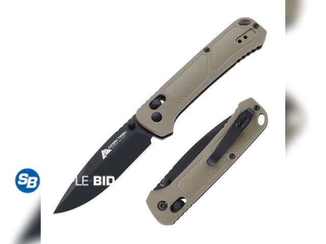 Lot 58-38839 - New Ozark Trail 7.5 inch Folding Knife,D2 Blade,Ball Bearing,OD Green Handle, Slide Lock Pocket Kniv...