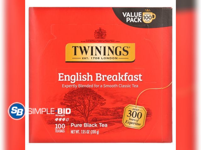 Lot 58-70233 - Twinings English Breakfast Black Tea, 100 Ct - unopened