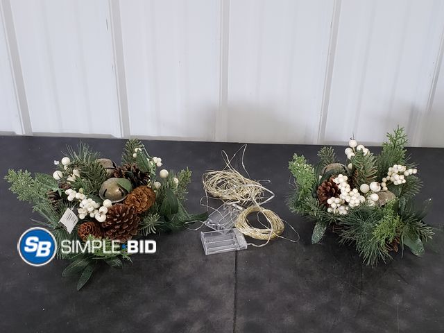 Lot 58-64570 - Lot of (2) Decorative LED Light up Pine Cones with Bells