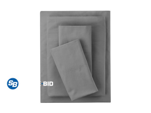 Lot 58-27229 - New Mainstays 3-Piece 300 Thread Count Soothing Gray CVC Cotton Blend Bed Sheet Set, Twin/Twin XL