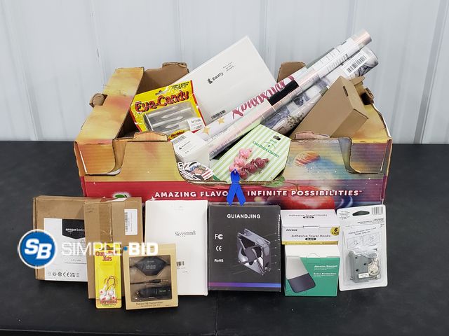 Lot 58-78064 - BOX of small amazon items and more - variety of items - unused
