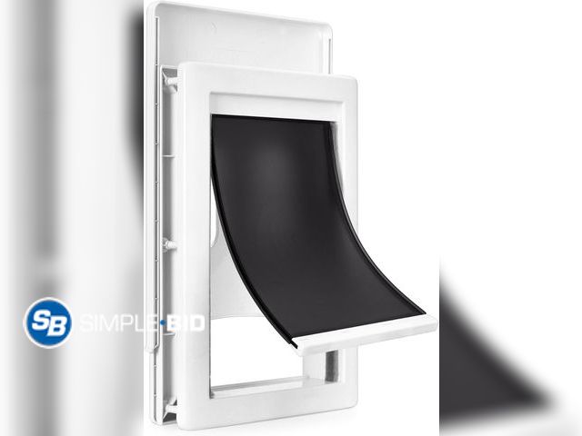 Lot 58-74241 - New Amazon Basics Adjustable Plastic Dog and Cat Door, Medium, 7.5" x 11.5" Entrance, 10.5" x 15" x ...