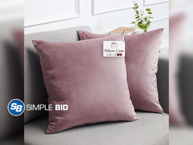 Lot 58-58109 - New lalaLOOM Velvet Throw Pillow Covers, Set of 2, 18x18 Decorative Square Pillows Home Decor, Soft ...