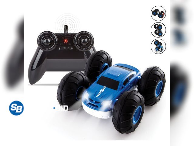 Lot 58-60336 - Sharper Image® Flip Stunt Rally Remote Control Vehicle for Children, Blue - appears unused - open pa...