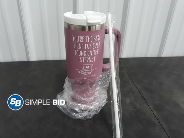 Lot 58-30244 - Large Stainless Steel Insulated Cup with handle and Straw
