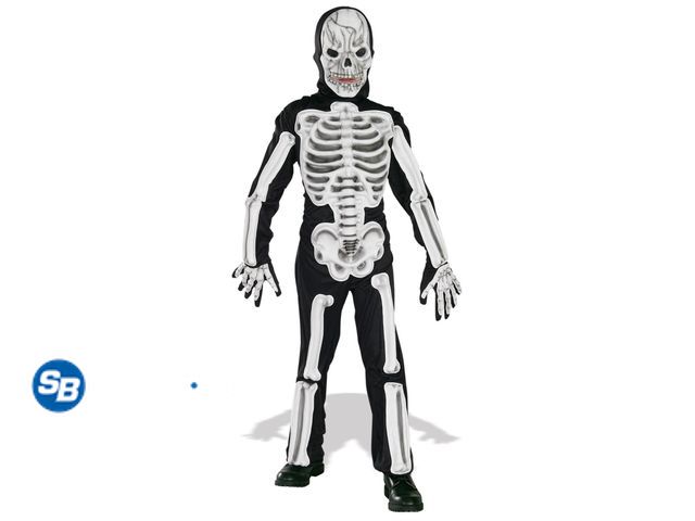 Lot 58-32025 - New Skeleton Costume Generic Small Male Kids Black Fancy Dress Party Book Week Halloween - SIZE S