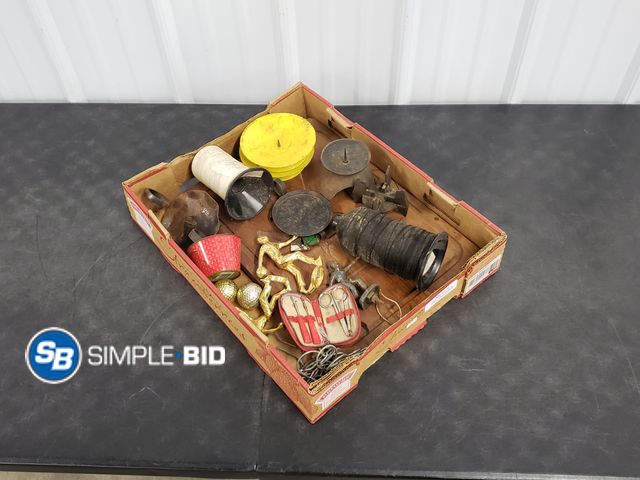 Lot 58-83533 - Lot of Misc Items, Trophy tops, thread, candle Holders and more