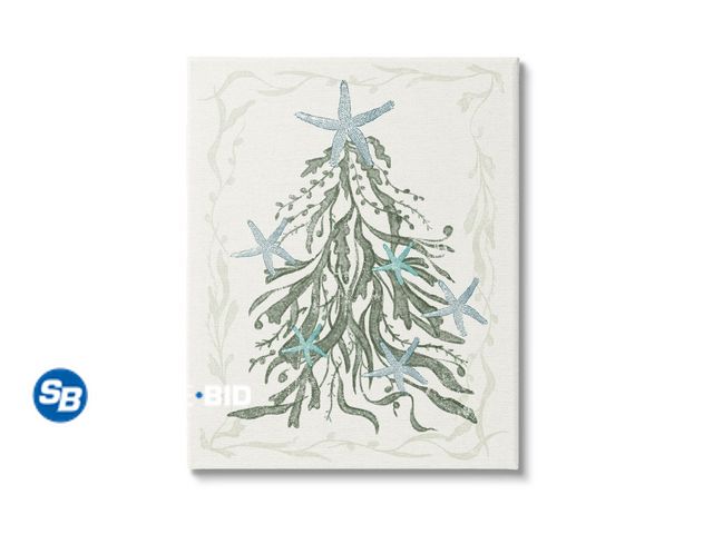 Lot 58-28270 - CHRISTMAS! New Stupell industries Nautical Christmas Tree Sea Life Holiday Graphic Art Gallery Wrapp...