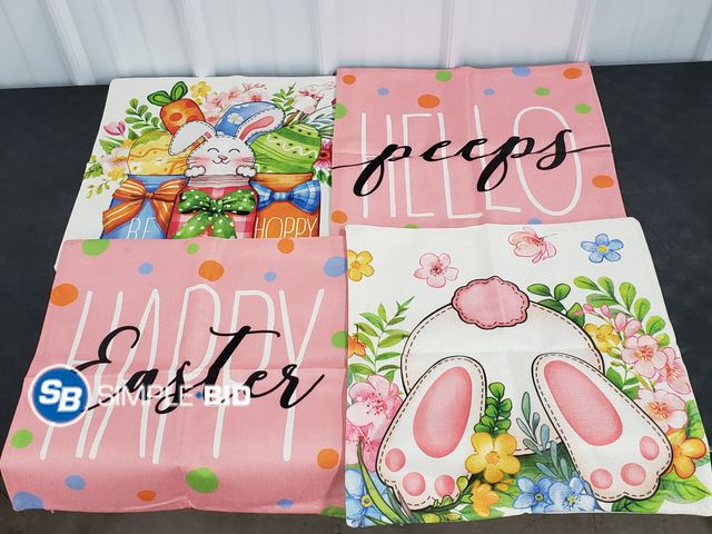 Lot 58-40446 - Set of (4) Easter Themed Throw Pillow Covers