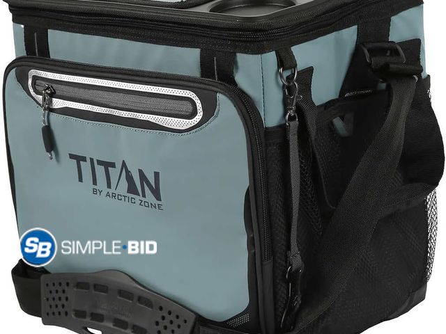 Lot 58-73299 - Titan Arctic Zone - Insulated Leak-Proof Collapsible Cooler Bag, Holds 40 Cans, Teal, Blue - light u...