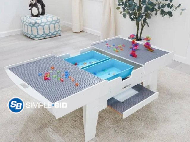 Lot 58-59839 - KidKraft Building Bricks Play N Glow Activity Table – Wooden Construction Table with Light-Up Tray, ...