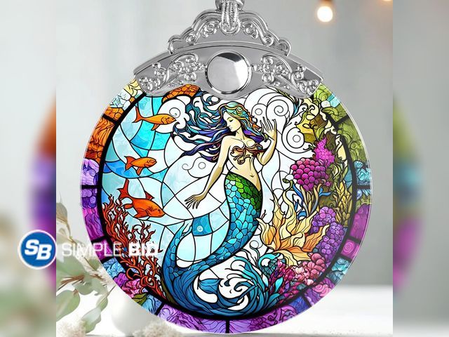 Lot 58-72756 - CHRISTMAS IN JULY! Lot of (3) New Jocidea Mermaid Stained Glass Ornament - Christmas Tree Decor, Mer...