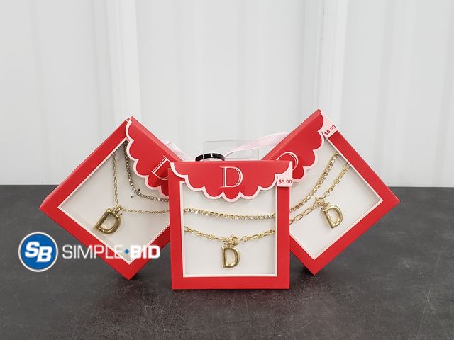 Lot 58-40029 - Lot of (3) New Inital Necklace with Bracelets --- D