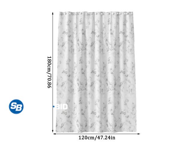 Lot 58-38640 - New LYCAQL Grey White Marble Shower Curtain Set with 12 Hooks, Abstract Modern Gray White Marble Sho...