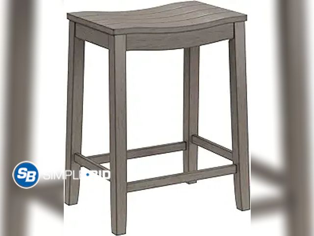Lot 58-35365 - New New Hillsdale, Fiddler Wood Backless Counter Height Stool with Saddle-Style Seat, Aged Gray