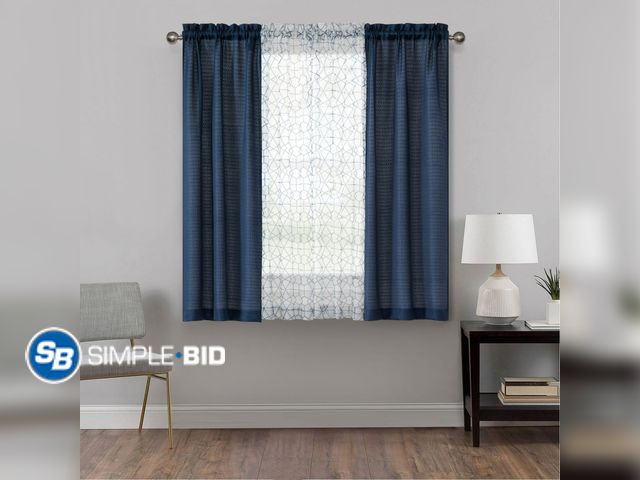 Lot 58-22025 - New Mainstays Window 4 Piece 63" inches, Blue Polyester