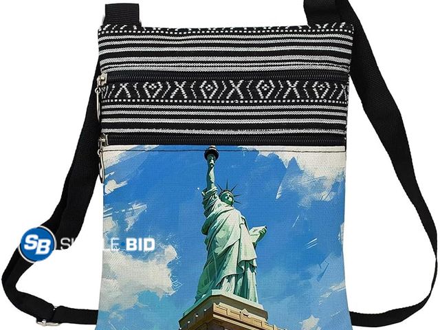 Lot 58-35950 - New Liberty Statue Messenger Bag Small Ethnic Pattern Printed Adjustable Strap Crossbody Zipper Bag ...