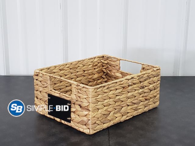 Lot 58-68826 - Wicker Woven Basket with Handles and Chalkboard Sign