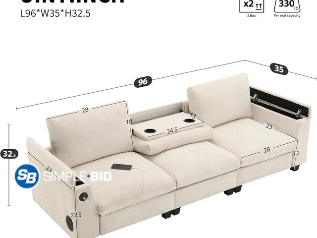 Lot 58-59700 - Ball &amp; Cast 96" Chenille Sectional Sofa -- appears to be ONLY THE MIDDLE SECTION - ONE BOX - NOT...