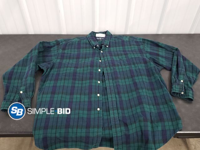 Lot 58-54557 - Ralph Lauren Plaid Long Sleeve Button Down Shirt - Size XXL - Light use