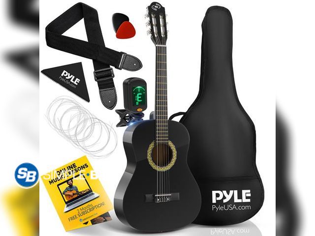 Lot 58-75648 - Pyle Guitar - PGACLS82BK.X9  	 36'' -Inch 6-String Classic Guitar - 3/4 Size Scale Guitar with Digit...