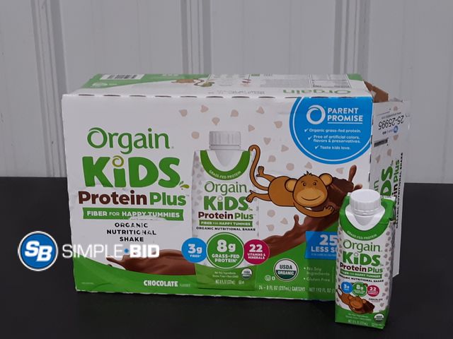 Lot 58-25995 - Orgain KIDS Protein Plus Chocolate 18 pack - unopened 8 fl oz each