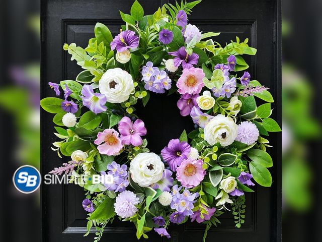 Lot 58-73987 - New Decorative Purple Morning Glory,Peony and Hydrangea, Door Wreath for Indoor Outdoor Farmhouse Wa...
