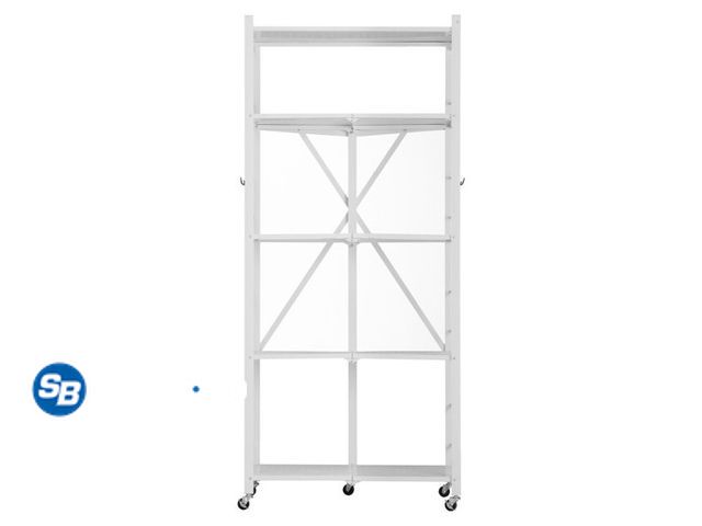 Lot 58-35271 - 5 Tier folding shelf with wheels metal steel collapsible shelves no assembly portable shelves organi...