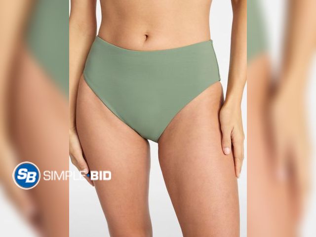 Lot 58-70624 - Time and Tru Women's Ribbed Mid Rise Bikini Swim Bottoms - Size L 12-14 - NWT