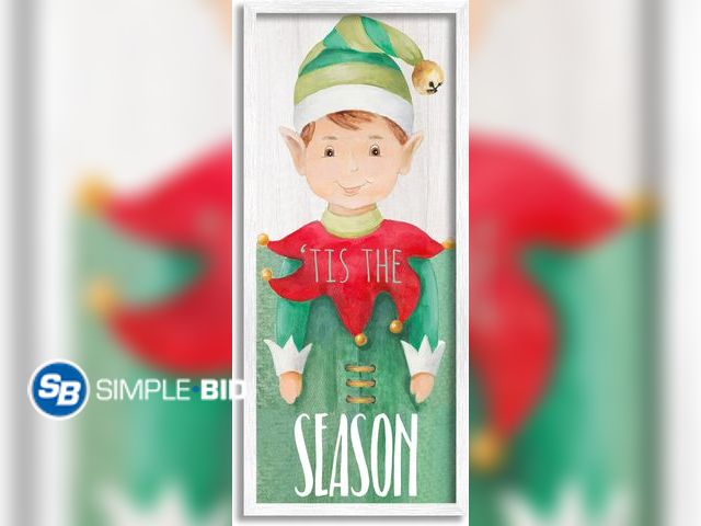 Lot 58-28272 - CHRISTMAS! New Stupell Industries Tis The Season Green Christmas Elf Bell Hat, Designed by Lanie Lor...