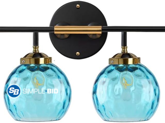 Lot 58-75858 - New 4-Light Modern Bathroom Vanity Light Fixtures Blue Glass Sconces Vanity Light With 15cm/5.9Inch ...