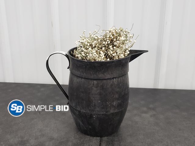 Lot 58-60359 - Decorative Rustic Metal  Vase with Greenery - approx. 10" x 12"