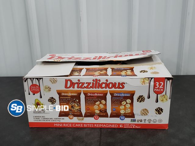 Lot 58-38476 - DRIZZILICIOUS! 30 pack Mini Rice Cake bites - S'mores Bites - Cinnamon Swirl Bites - Birthday Cake b...