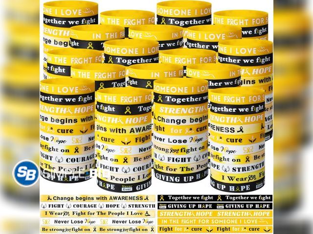 Lot 58-53752 - New PullCrease 200pcs Childhood Awareness Bracelets Bulk Gold Ribbon Silicone Bracelets Inspirationa...