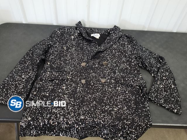 Lot 58-66054 - Women's Saints &amp; Hearts Sparkle Black Long Coat- Size 2X