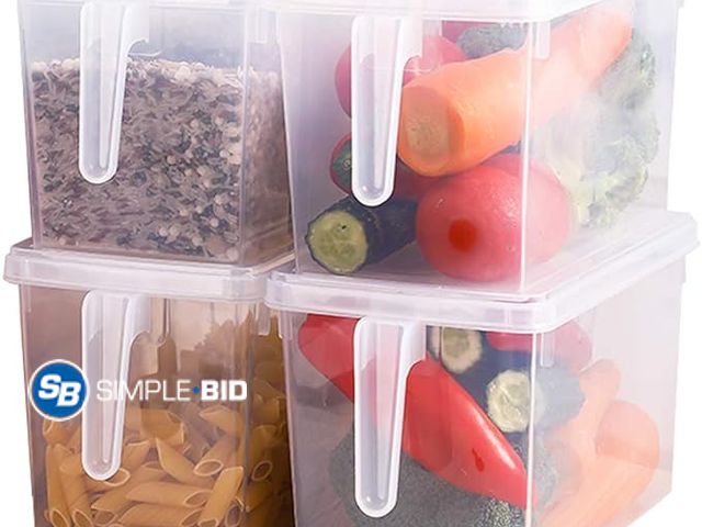 Lot 58-28210 - New Fridge Organizer,4 Pack Refrigerator Organizer Bins,Fridge Organizers and Storage Clear with Han...